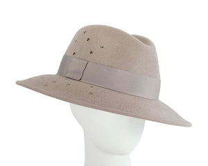 Cupids Millinery Women's Hat Silver Exclusive wide brim grey fedora felt hat by Max Alexander