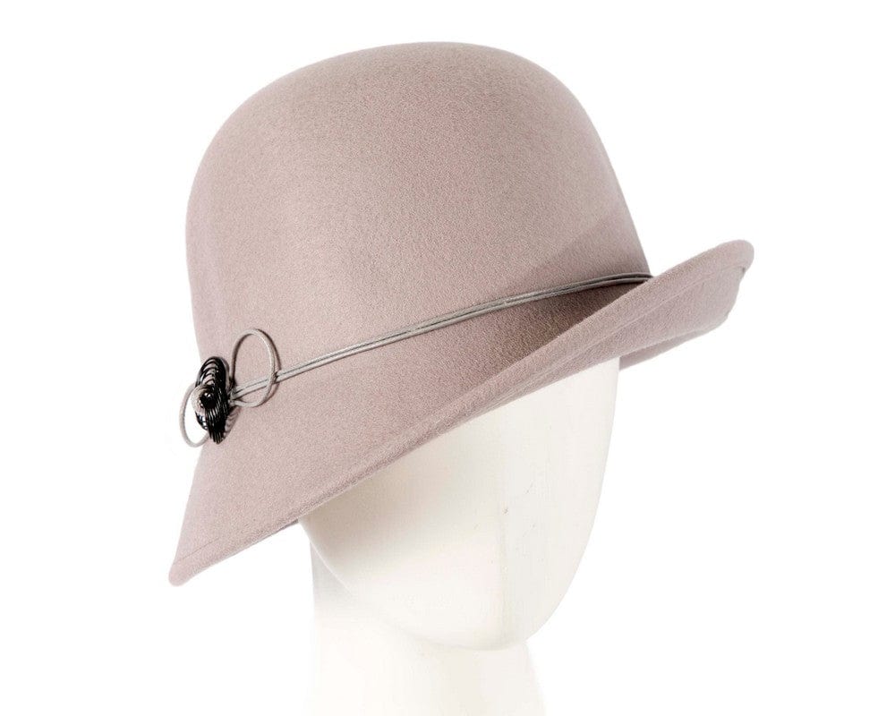 Cupids Millinery Women's Hat Silver Grey felt cloche hat by Max Alexander