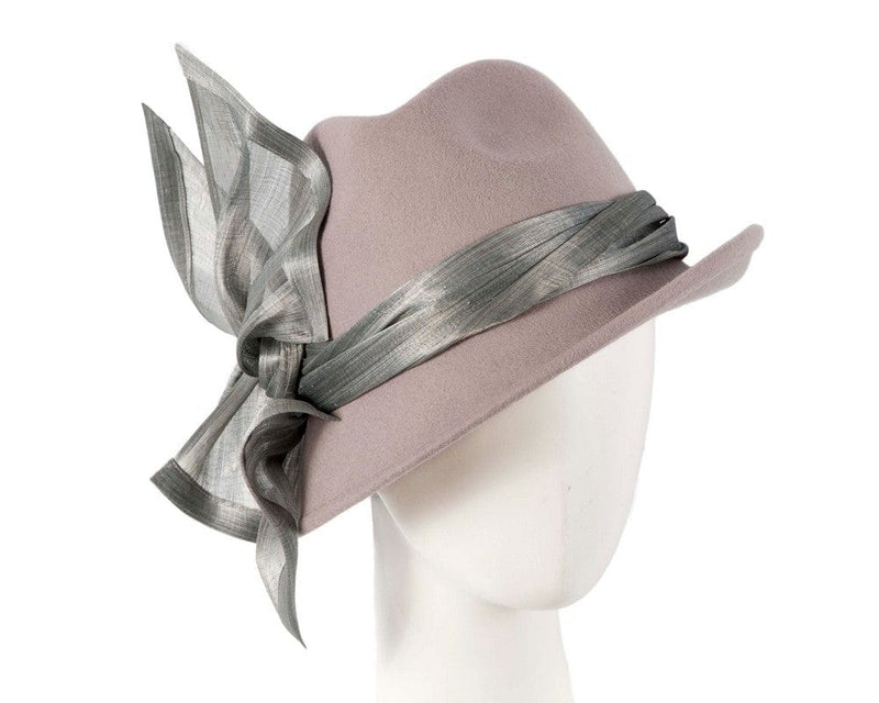 Cupids Millinery Women's Hat Silver Grey ladies winter fashion felt fedora hat by Fillies Collection