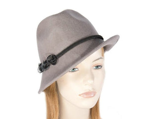 Cupids Millinery Women's Hat Silver Grey trilby felt hat