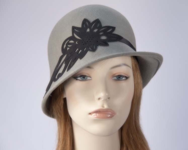 Cupids Millinery Women's Hat Silver Grey winter fashion felt cloche bucket hat buy online in Aus J285G