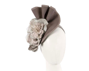 Cupids Millinery Women's Hat Silver Large grey felt flower fascinator by Fillies Collection