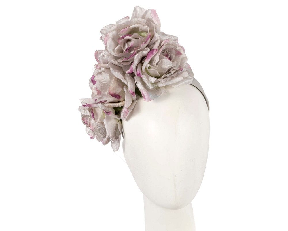 Cupids Millinery Women's Hat Silver/Lilac Large silver & lilac flower headband by Max Alexander