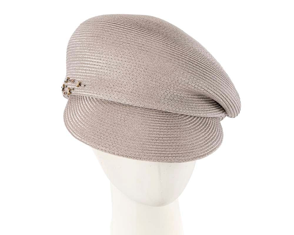 Cupids Millinery Women's Hat Silver Modern silver newsboy beret hat by Max Alexander