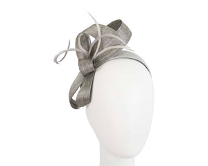 Cupids Millinery Women's Hat Silver Silver abaca loops and feathers racing fascinator by Fillies Collection