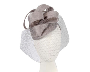 Cupids Millinery Women's Hat Silver Silver fascinator with face veil by Max Alexander