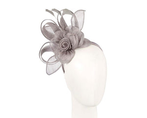 Cupids Millinery Women's Hat Silver Silver sinamay flower fascinator by Max Alexander