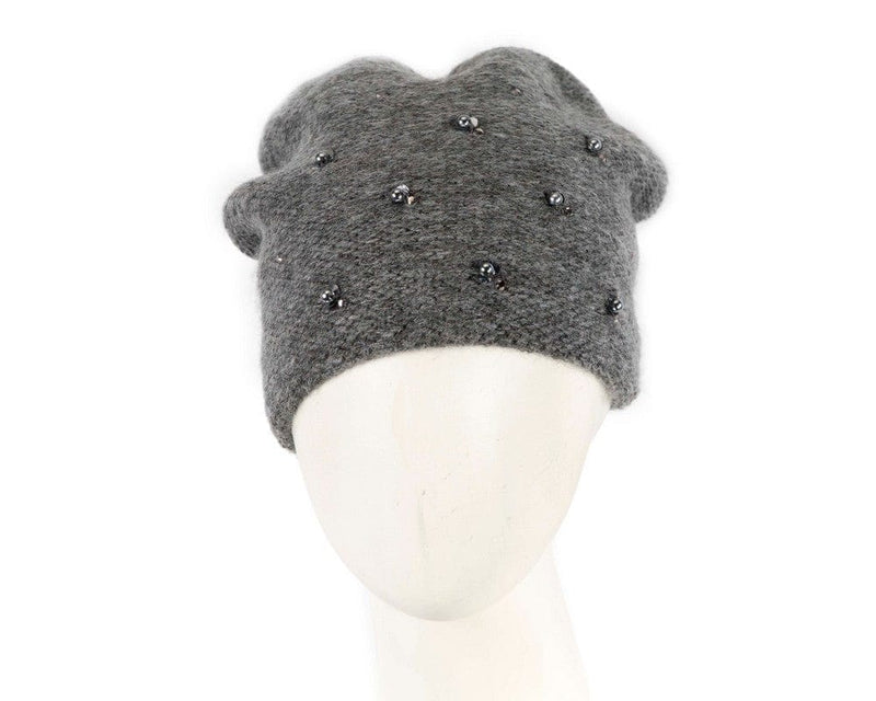 Cupids Millinery Women's Hat Silver Warm European made woven dark grey beanie