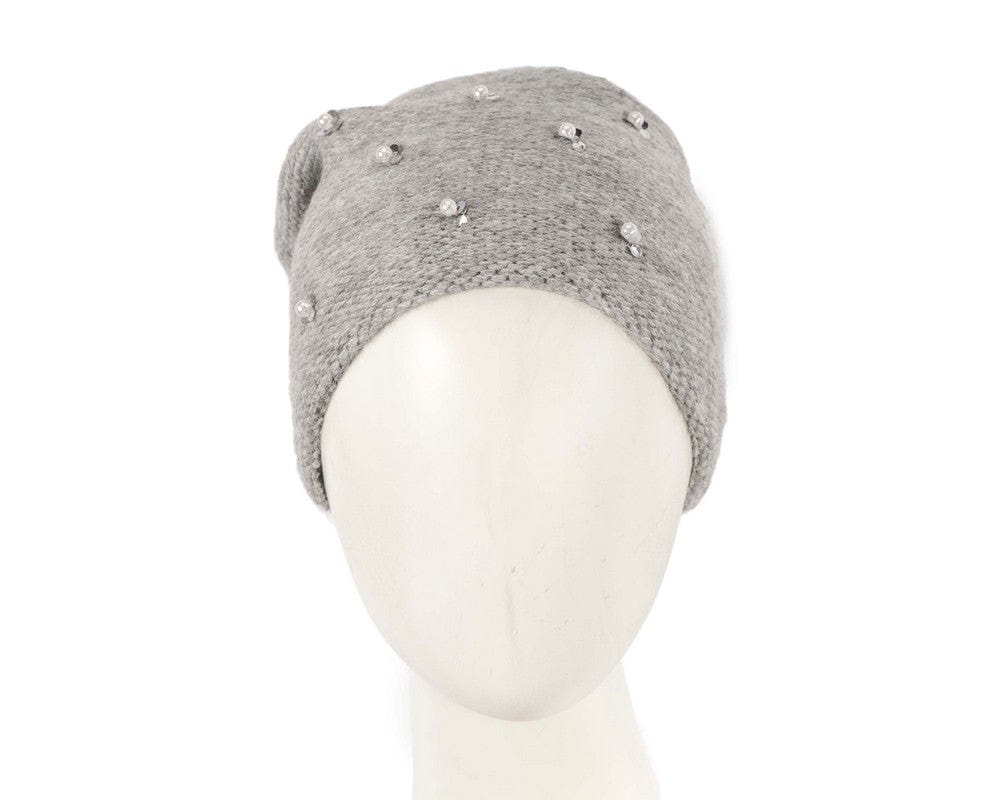 Cupids Millinery Women's Hat Silver Warm European made woven light grey beanie