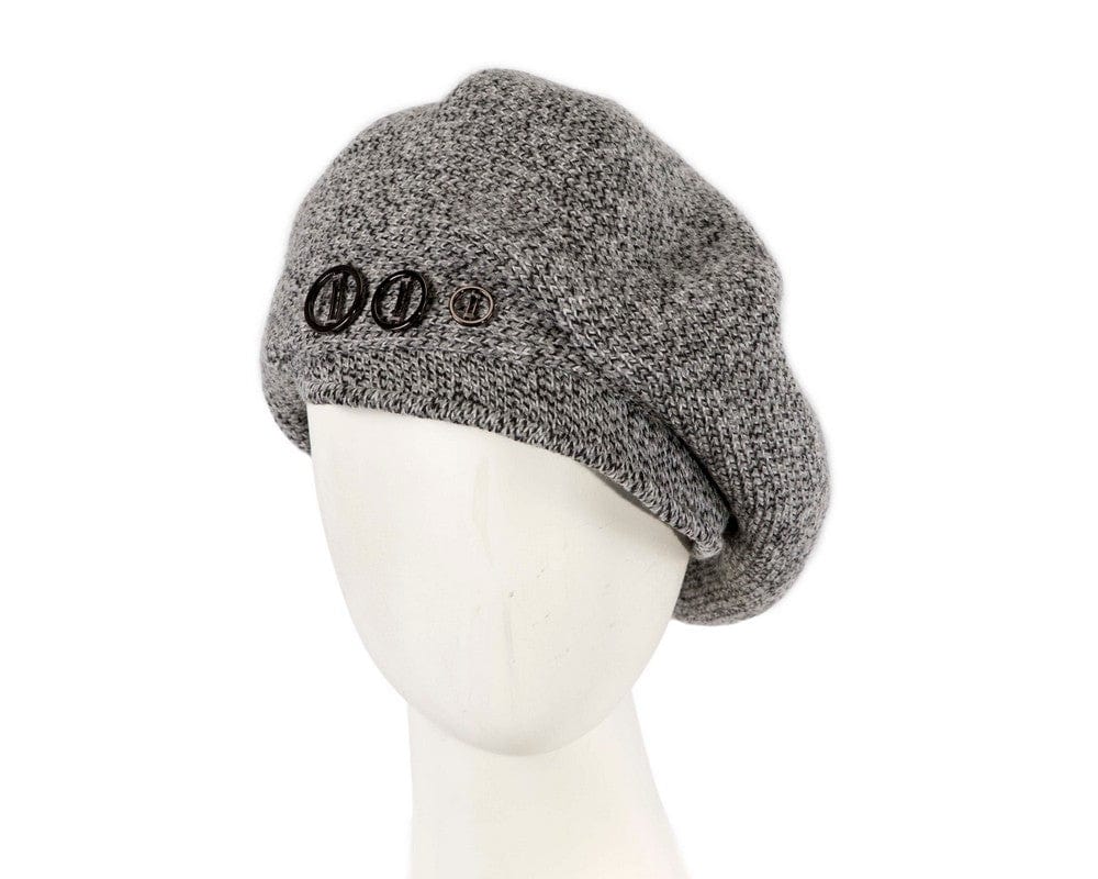 Cupids Millinery Women's Hat Silver Warm grey wool winter fashion beret by Max Alexander