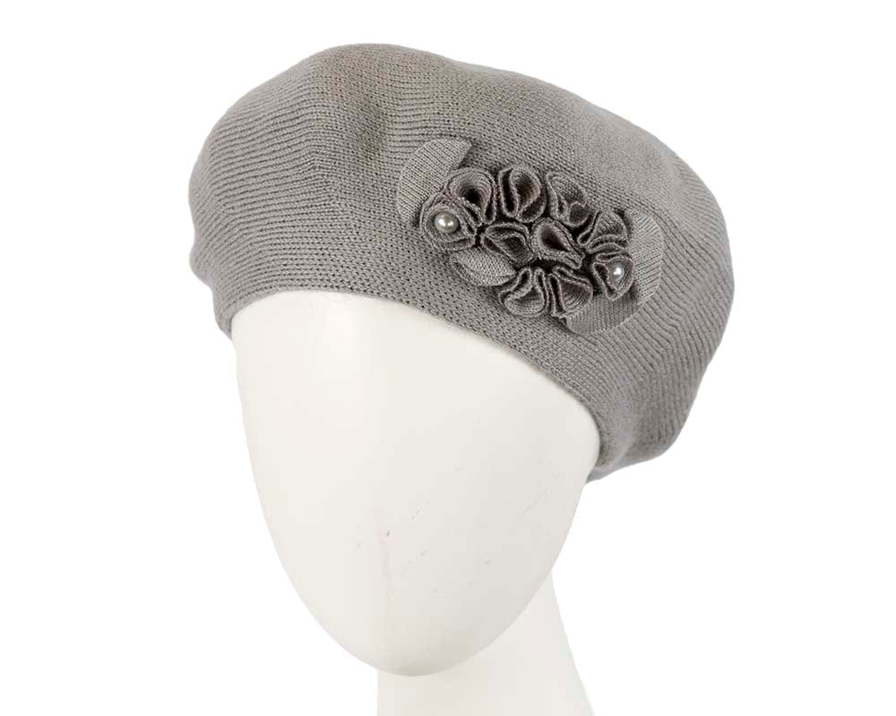 Cupids Millinery Women's Hat Silver Warm woven grey beret by Max Alexander