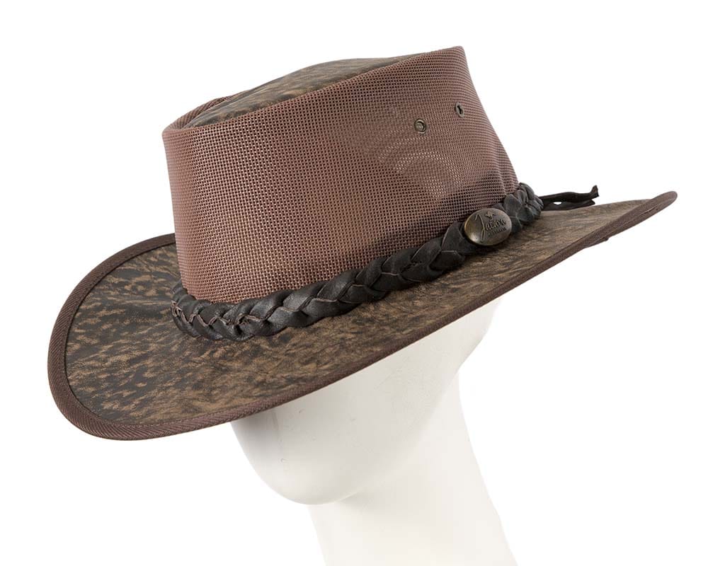 Cupids Millinery Women's Hat Stonewash Brown Australian Kangaroo Leather Cooler Jacaru Hat