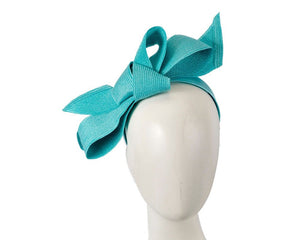 Cupids Millinery Women's Hat Turquoise Large turquoise bow racing fascinator by Max Alexander