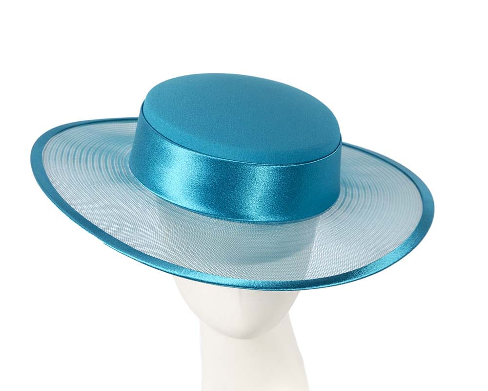 Cupids Millinery Women's Hat Turquoise Turquoise designers boater hat by Cupids Millinery