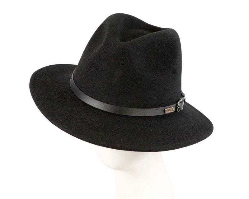 Cupids Millinery Women's Hat Unisex Black Fedora Felt Wide Brim Foldable Hat