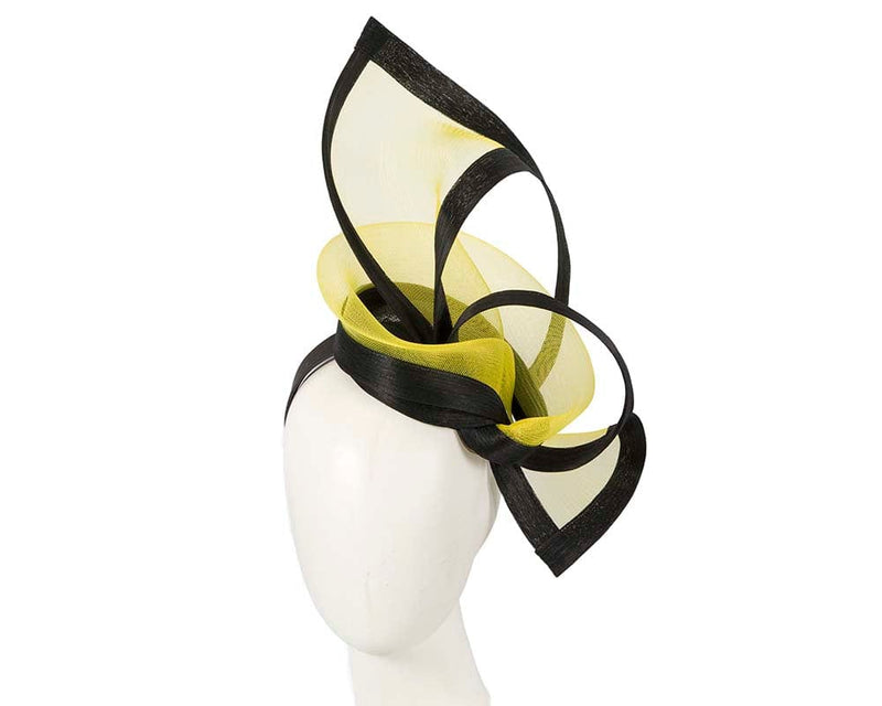Cupids Millinery Women's Hat Yellow Bespoke Black and Yellow fascinator by Fillies Collection