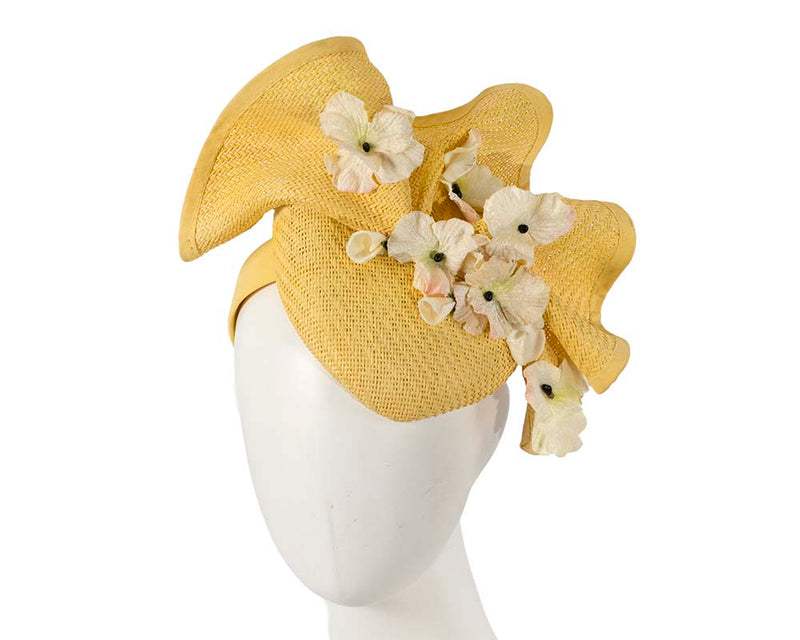 Cupids Millinery Women's Hat Yellow Bespoke yellow racing fascinator by Cupids Millinery Melbourne