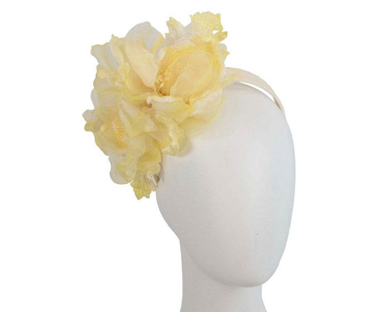 Cupids Millinery Women's Hat Yellow Light yellow flower fascinator by Fillies Collection