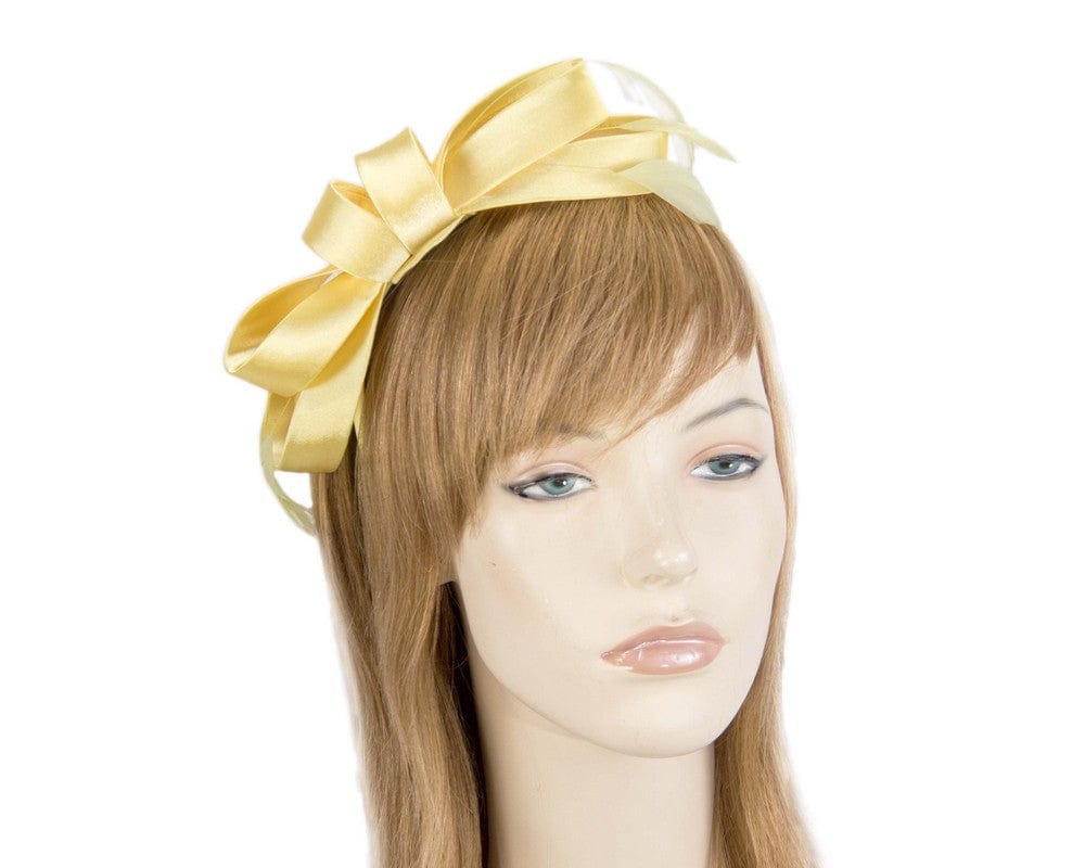 Cupids Millinery Women's Hat Yellow Yellow bow fascinator by Max Alexander