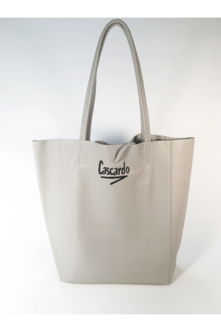 Daniel Cascardo Hand Painted Tote Bag Black on Grey / 14" H X 11" W X 5.5" D / I00% Italian Leather Hand Painted Cascardo Tote Bag (Grey 2) | Daniel Cascardo