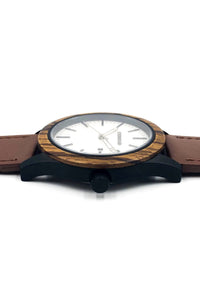 Everwood Watch Company Men's Fashion - Men's Watches Inverness - Zebrawood & Brown Leather | Everwood