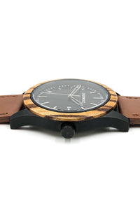 Everwood Watch Company Men's Fashion - Men's Watches Inverness - Zebrawood & Brown Leather | Everwood