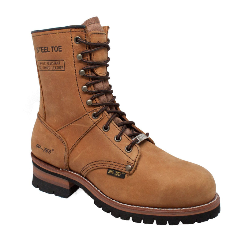 Fadcloset Footwear & Accessories Men's Boots AdTec Men's 9" Logger Crazy Horse Leather Steel Toe Goodyear Welt