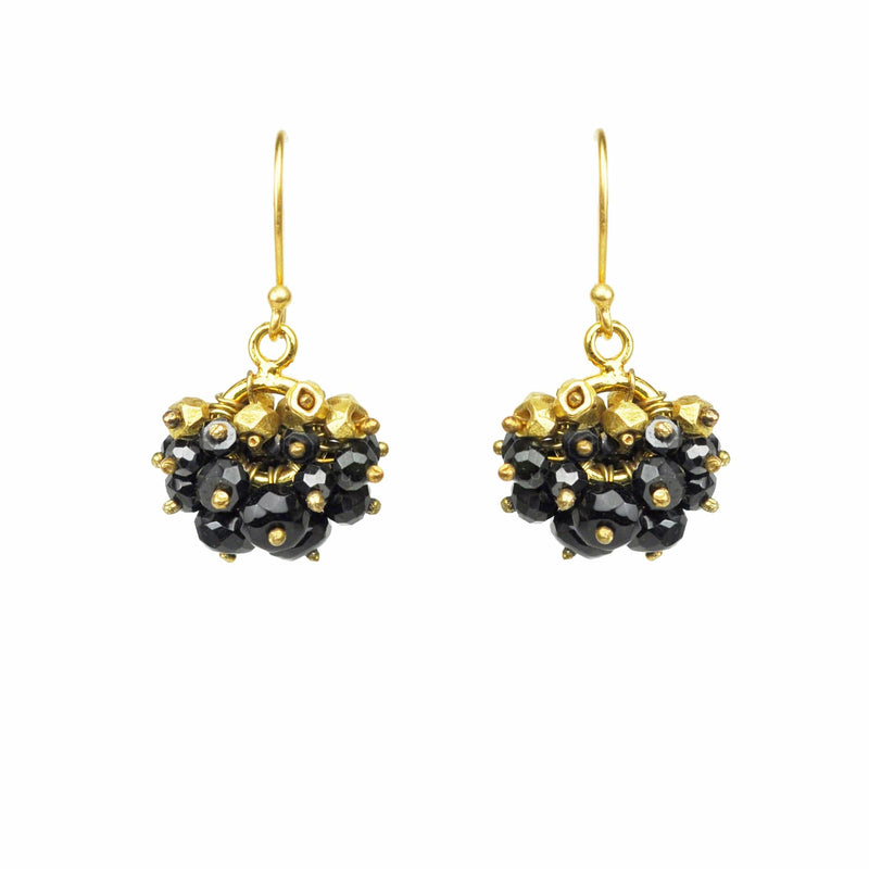 Gena Myint Earrings Gena Myint Black Spinel Gold Nugget Cluster Vermeil Earrings