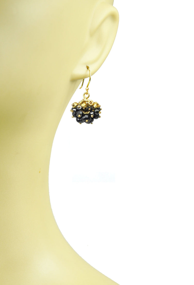 Gena Myint Earrings Gena Myint Black Spinel Gold Nugget Cluster Vermeil Earrings