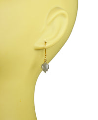 Gena Myint Earrings Gena Myint Grey Moonstone Carved Leaf Vermeil Earrings