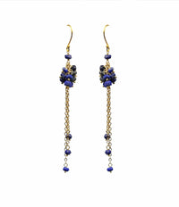 Gena Myint Earrings Gena Myint Lapis Lazuli Cluster Shoulder Duster Vermeil Earrings