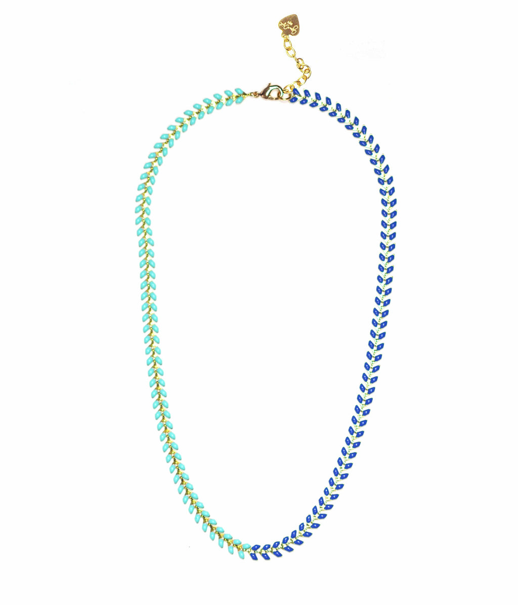 Gena Myint Necklace Gena Myint Navy And Turquoise Enamel Chevron Necklace