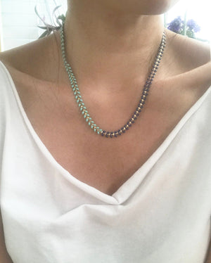 Gena Myint Necklace Gena Myint Navy And Turquoise Enamel Chevron Necklace