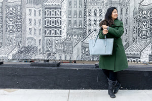 GUNAS NEW YORK Bags & Luggage - Women's Bags - Backpacks Miley - Women's Blue Grey Vegan Leather Laptop Bag | GUNUS