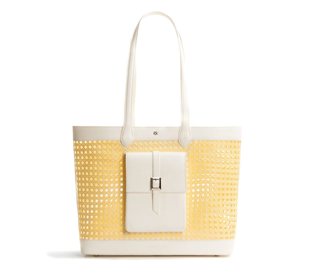 GUNAS NEW YORK Bags & Luggage - Women's Bags - Shoulder Bags St. Tropez Women's Straw Tote in Soft Yellow |GUNAS