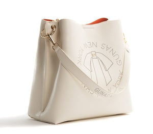 GUNAS NEW YORK Bags & Luggage - Women's Bags - Shoulder Bags Tabitha Women's Cream Pebble Vegan Microfiber Leather Bucket Bag  | GUNAS