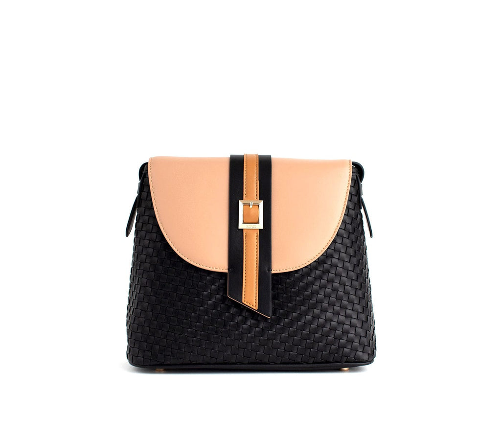 GUNAS NEW YORK Handbag Kate - Black Vegan Basket Weave Bag