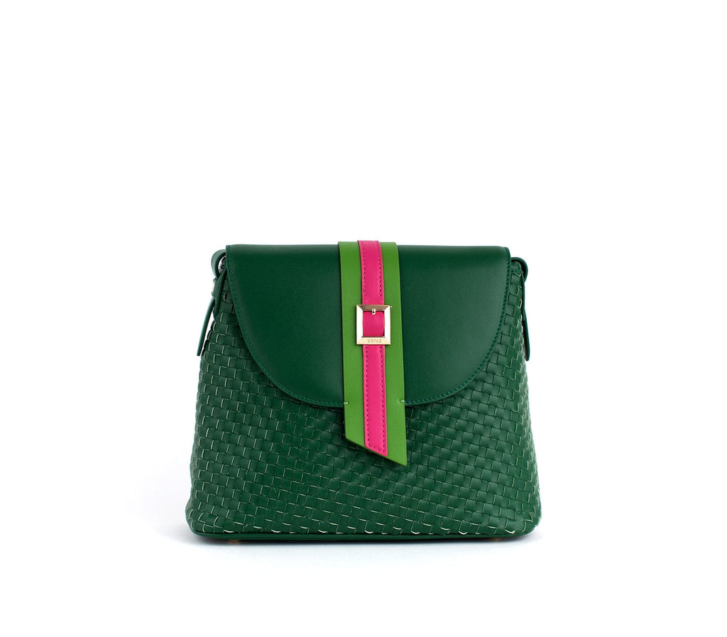 GUNAS NEW YORK Handbag Kate - Green Vegan Basket Weave Bag
