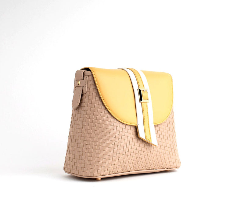 GUNAS NEW YORK Handbag Kate - Nude Vegan Basket Weave Bag