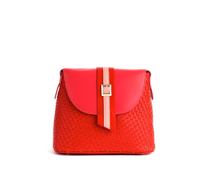 GUNAS NEW YORK Handbag Kate - Red Vegan Basket Weave Bag