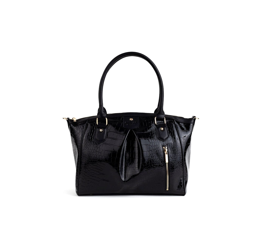 GUNAS NEW YORK Handbag Madison - Black Croc Vegan Bag