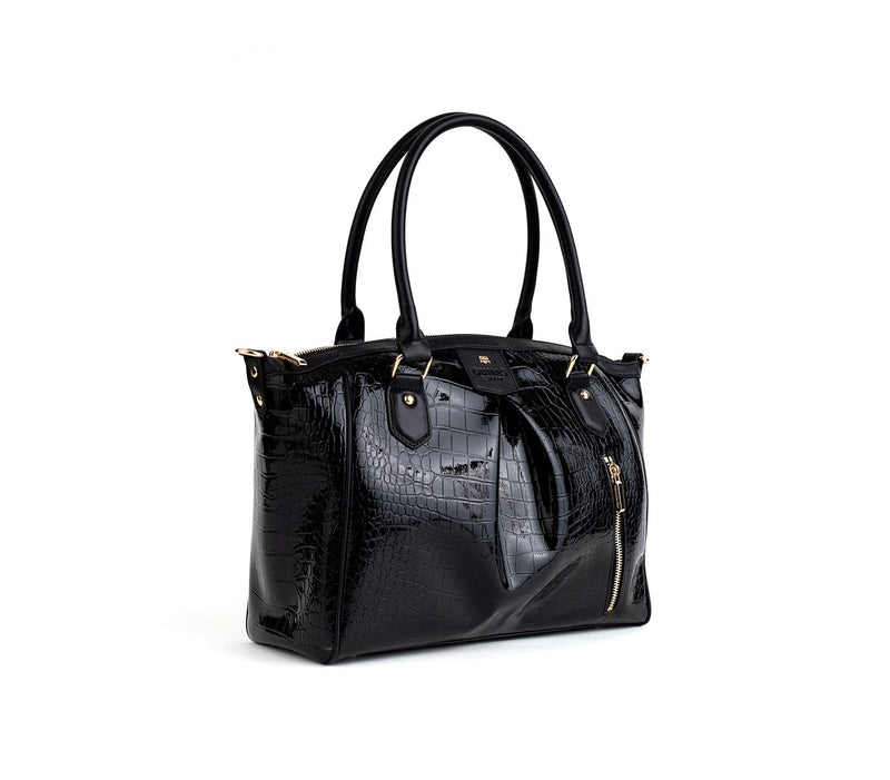 GUNAS NEW YORK Handbag Madison - Black Croc Vegan Bag