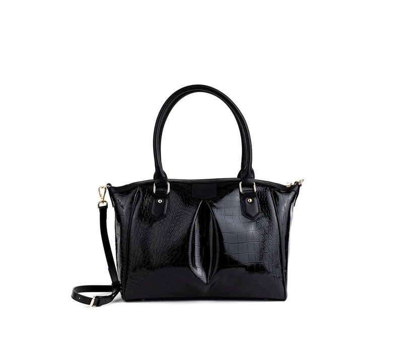 GUNAS NEW YORK Handbag Madison - Black Croc Vegan Bag