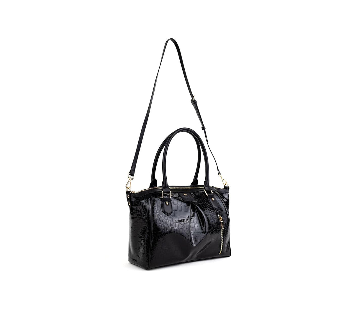 GUNAS NEW YORK Handbag Madison - Black Croc Vegan Bag