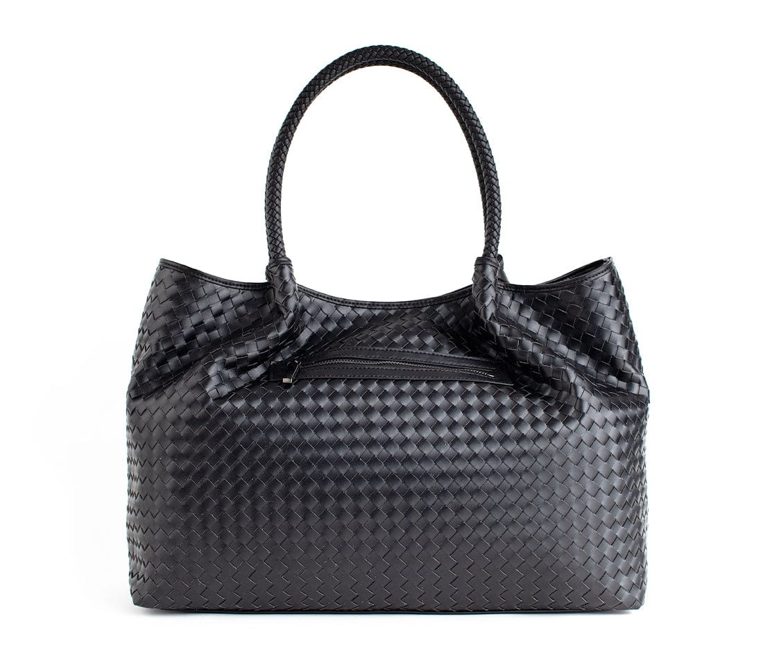 GUNAS NEW YORK Handbag Naomi - Black Woven Vegan Leather Tote Bag