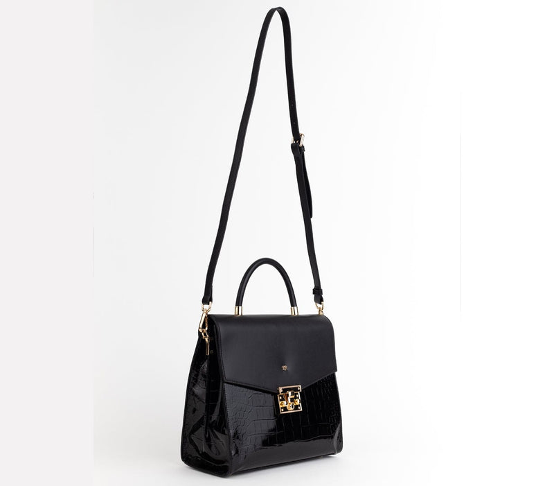 GUNAS NEW YORK Handbag SIMONE - Black Vegan Leather Handbag