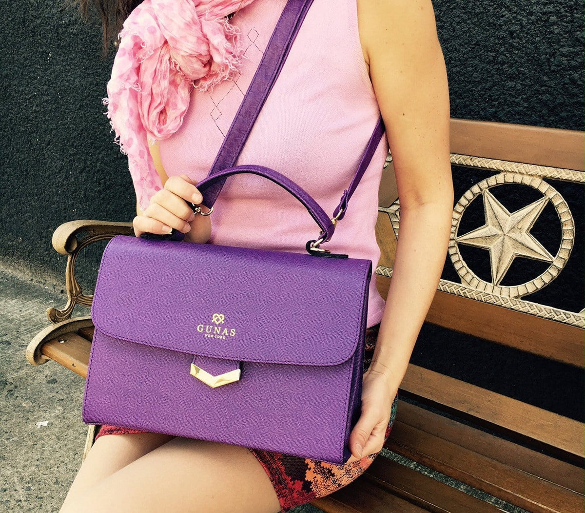GUNAS NEW YORK Handbag SIMONE - Black Vegan Leather Handbag