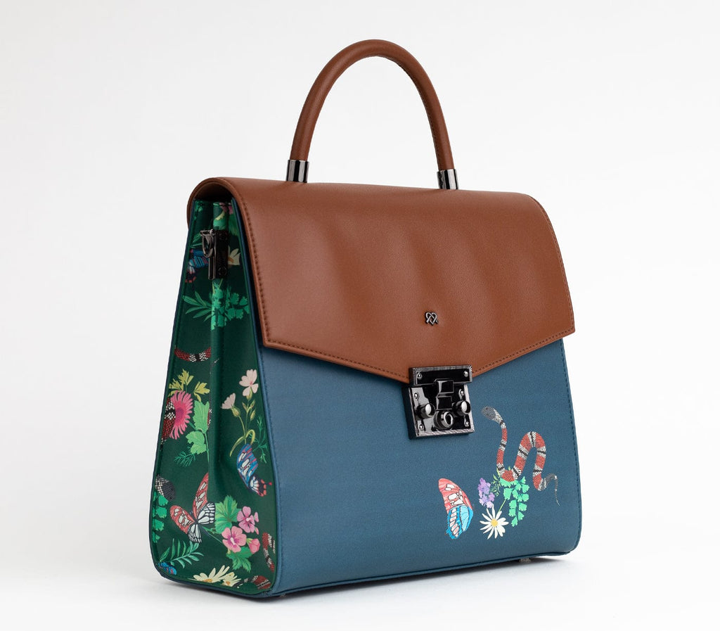 GUNAS NEW YORK Handbag SIMONE - Blue Print Vegan Leather Handbag