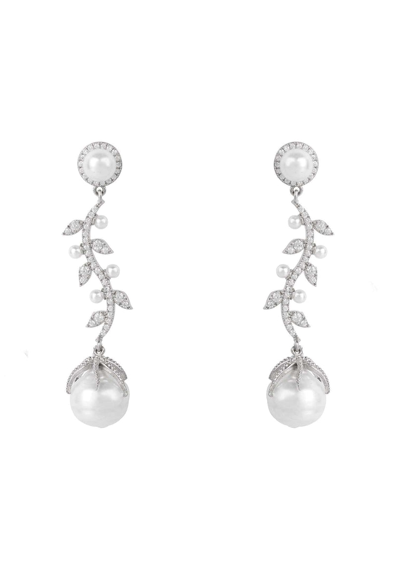Latelita London Jewelry & Accessories - Earrings Baroque Pearl Trailing Flowers Earrings Silver | LATELITA