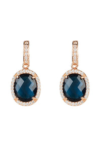 Latelita London Jewelry & Accessories - Earrings Beatrice Oval Gemstone Drop Earring Rose Gold Sapphire Hydro | LATELITA